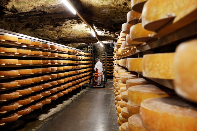 Kaese reift in der Hoehle