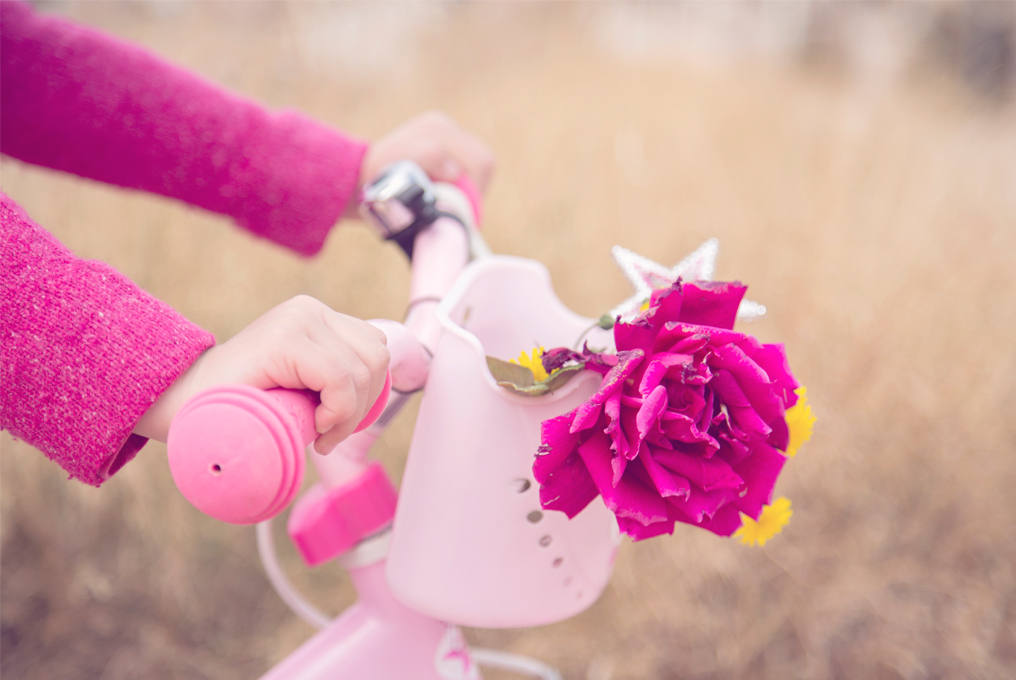 Schöne Velo-Dekoration in pink und mit vielen Blumen.