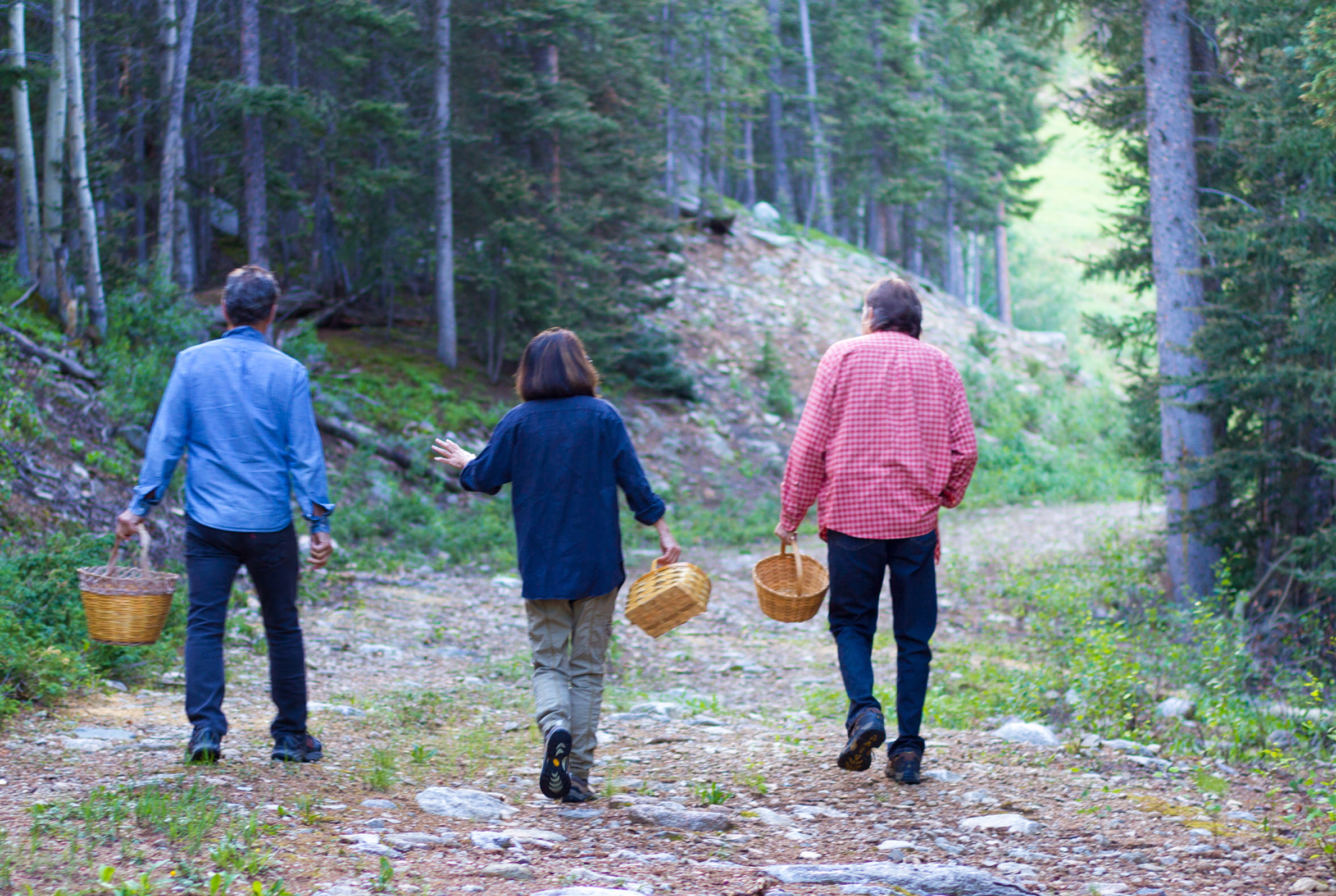 Les personnes avec des paniers vides
