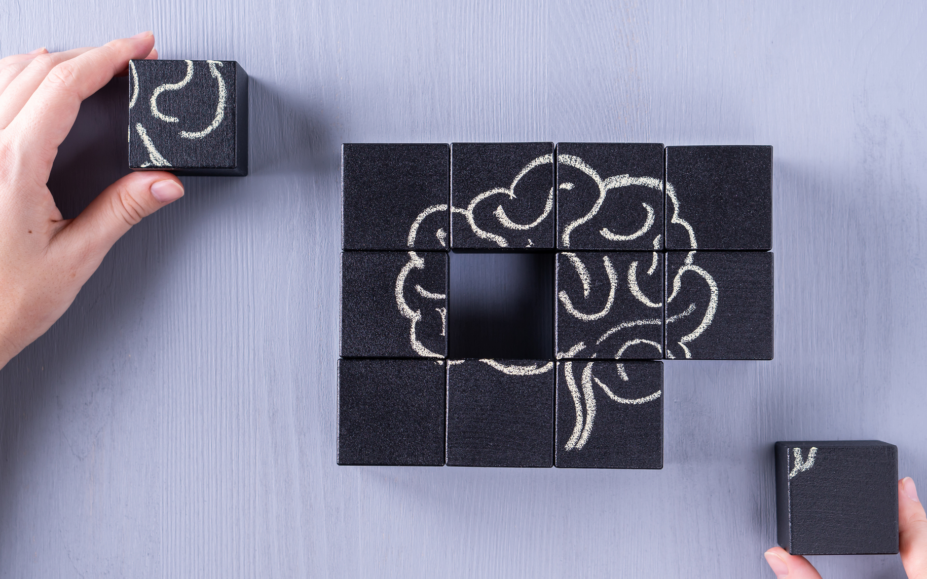 Cubes noirs avec image pour le puzzle