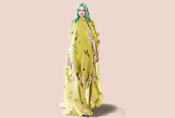 70er Mode Frauen, Blumenkleid