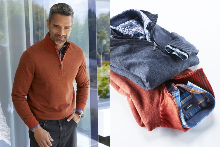 Man kombiniert elegant Pullover mit Hemd