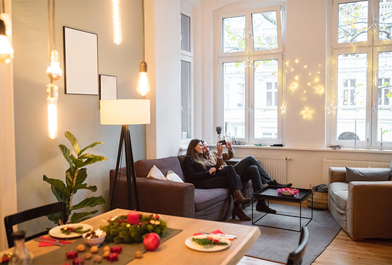 Soggiorno illuminato per Natale 